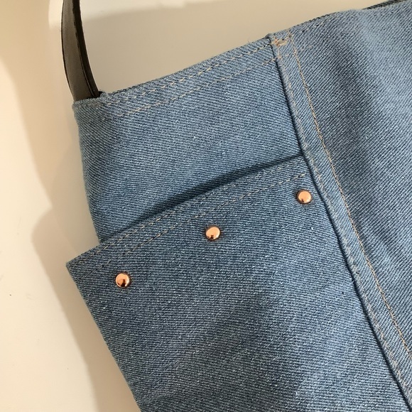 VS large denim shoulder purse bag with rose gold studs EUC - Picture 7 of 14